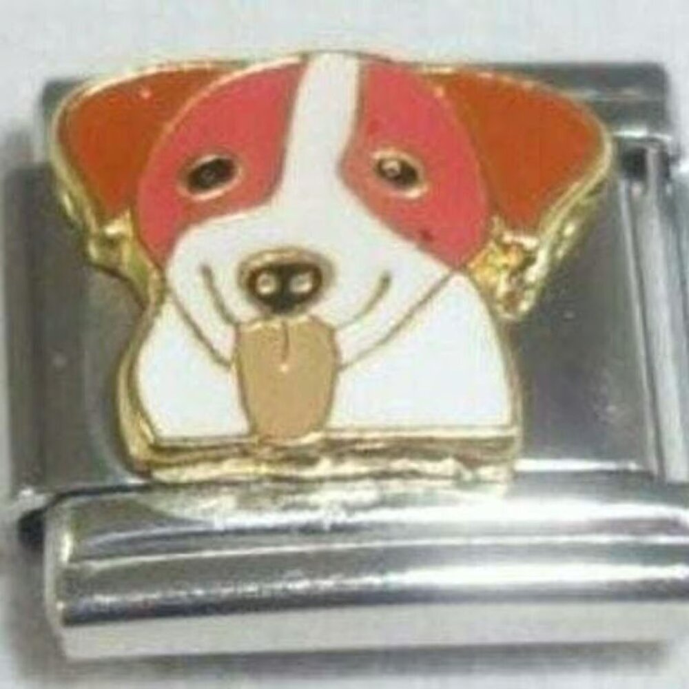 Enamel Jack Russel dog face 9mm stainless steel italian charm bracelet link new